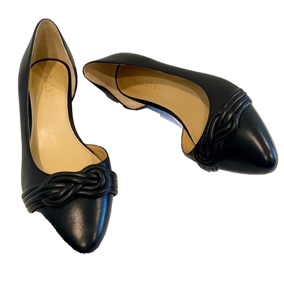 Talbots Laney D'Orsay Wedge Black Knot Shoes Career Office Size 7.5 - Picture 2 of 14